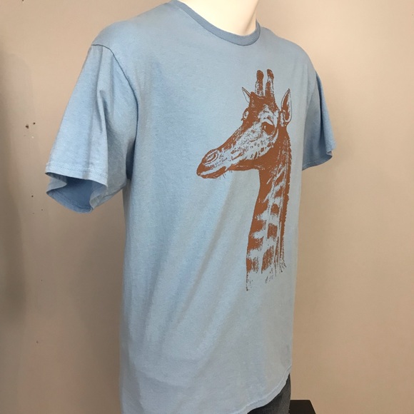 Blue Giraffe Graphic T Shirt Large Retro - Picture 3 of 5